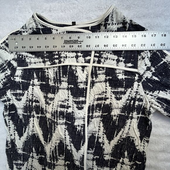 IC by Connie K Women Black & White Textured Open Front Jacket Medium Lightweight - Picture 6 of 8